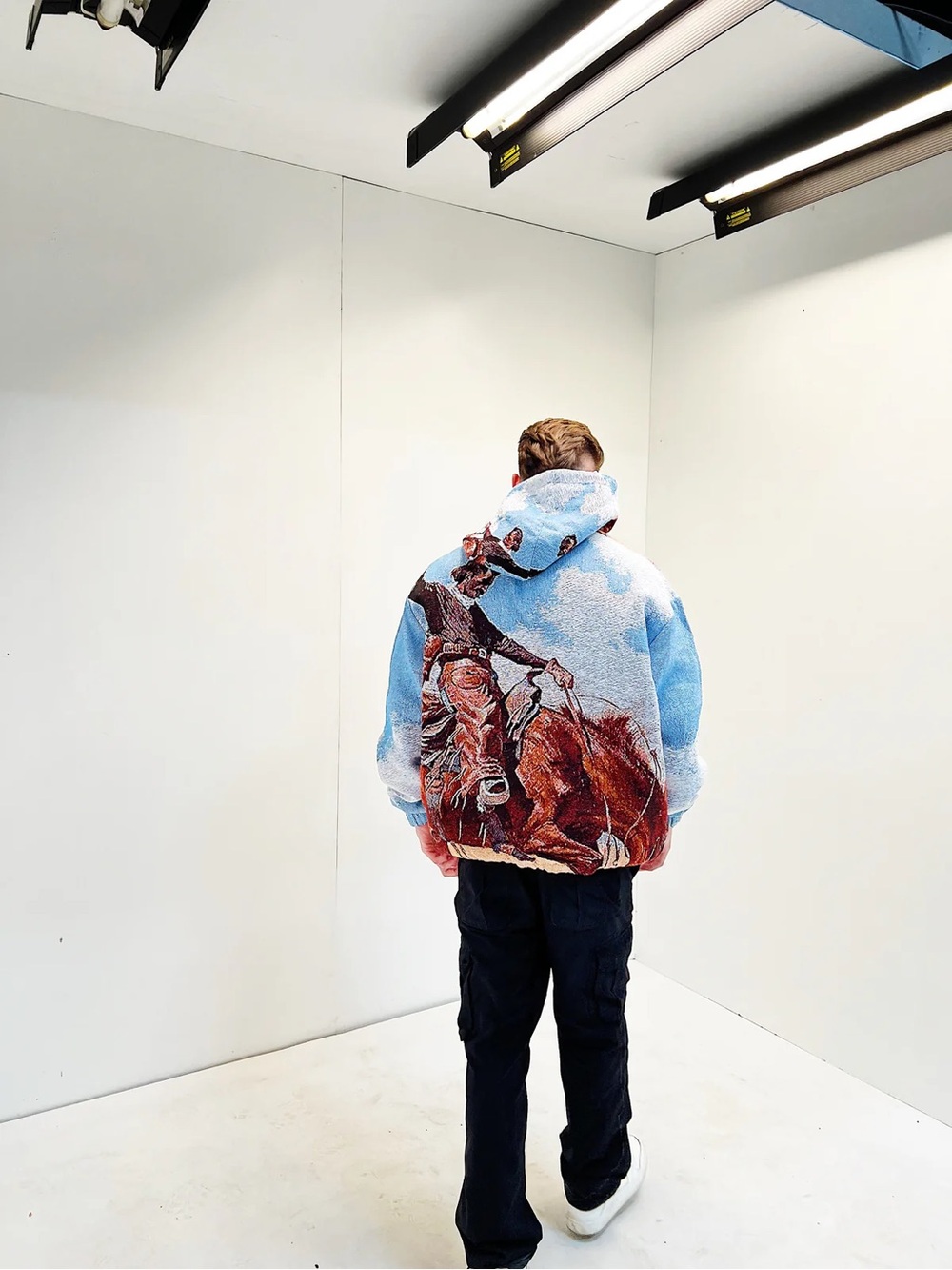 Satin Lined Woven Tapestry Hoodie Oversized Streetwear